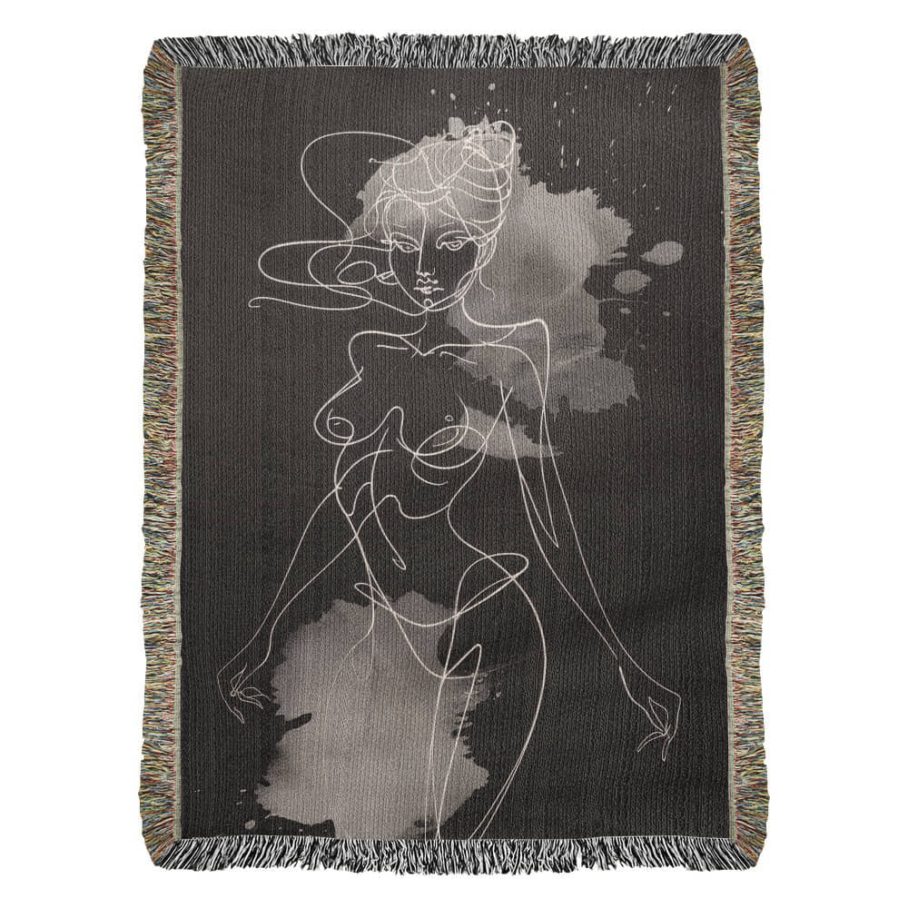 Ethereal Line Art Woven Blanket