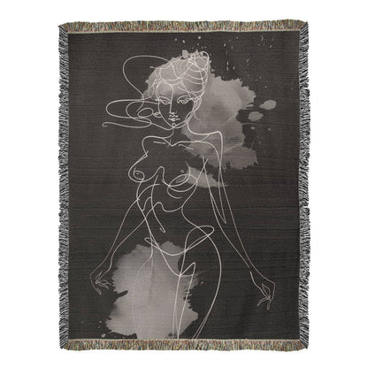 Ethereal Line Art Woven Blanket